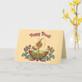 Bewerkbare Diwali Lamp Groeten Kaart (Gele Bloem)