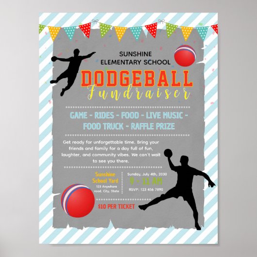 Bewerkbare dodgeball fondsenwervingsflyer poster (Voorkant)