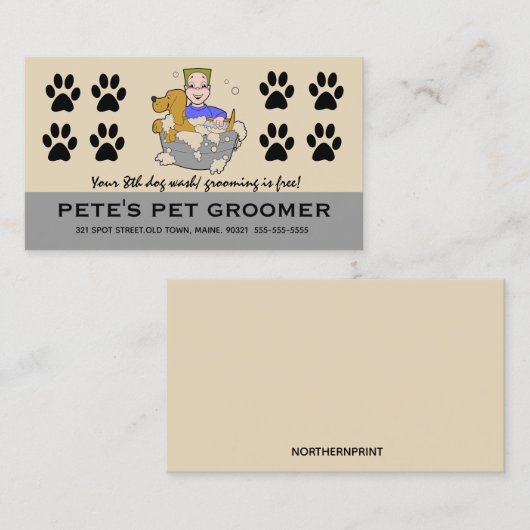 Bewerkbare Dog Groomer Loyalty Rewards-Kaart (Voorkant / Achterkant)