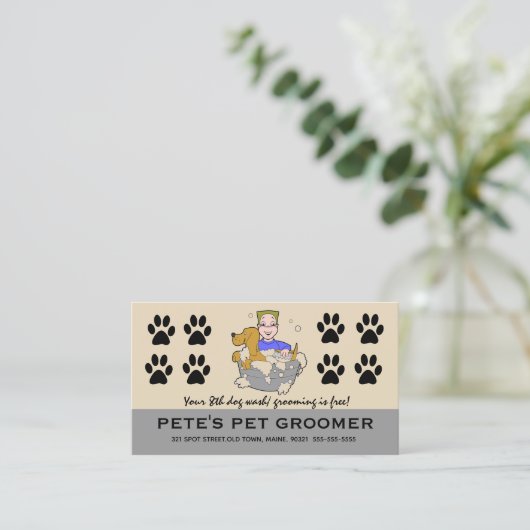 Bewerkbare Dog Groomer Loyalty Rewards-Kaart (Staand voorkant)