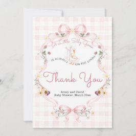 Bewerkbare Domme Gans Baby Shower Roze Strik Bedankkaart