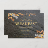 Bewerkbare donkergrijze stenen herfstbladeren Ontb RSVP Kaartje (Voorkant / Achterkant)