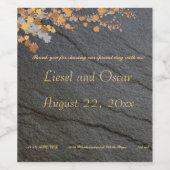 Bewerkbare donkergrijze stenen herfstbladeren wijn etiket (Enkel label)