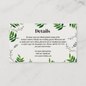 Bewerkbare donkergroene bladeren Details van de br Informatiekaartje (Voorkant)