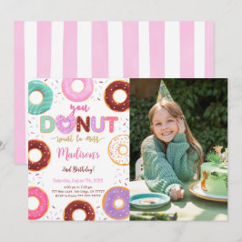 Bewerkbare donut verjaardagsfeestfoto kaart