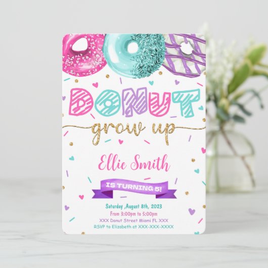 Bewerkbare Donut Verjaardagsuitnodiging Kaart (Staand voorkant)