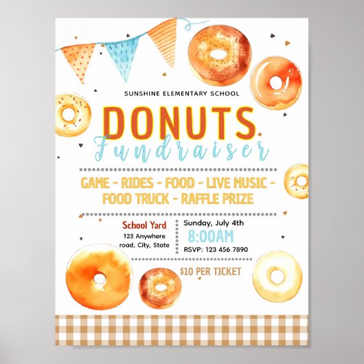 Bewerkbare donuts deeg fondsenwervingsflyer poster (Voorkant)