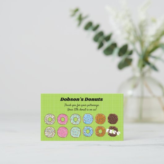 Bewerkbare Donuts Loyalty Rewards-Kaart (Staand voorkant)