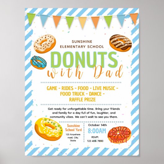 Bewerkbare donuts met papa fondsenwervingsflyer poster (Voorkant)