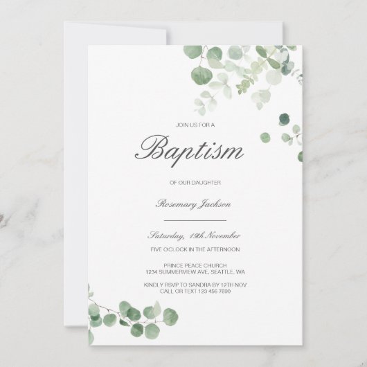 Bewerkbare Doop Uitnodiging, Aangepaste Doop Kaart (Voorkant)