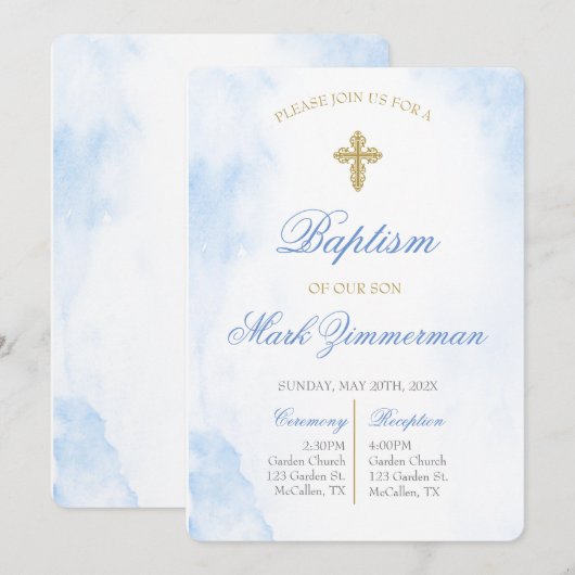 Bewerkbare doopsjongen kaart (Voorkant / Achterkant)