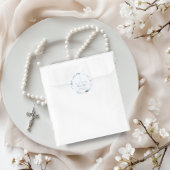 Bewerkbare Doopstickers – Blauwe Vintage Toile Ronde Sticker