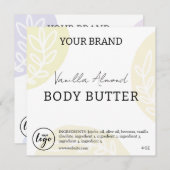 Bewerkbare downloadbare Body Butter-labels Kaart (Voorkant / Achterkant)