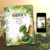 Bewerkbare Dragon 1e Verjaardagsfeestuitnodiging Kaart