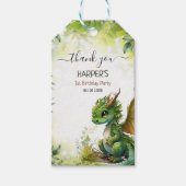 Bewerkbare Dragon 1st Birthday Party, Jongens Verj Cadeaulabel (Voorkant)