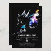 Bewerkbare Dragon verjaardagsuitnodiging Kaart (Voorkant / Achterkant)