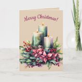 Bewerkbare Drie Kaarsen Kerstmis Kaart (Voorkant)