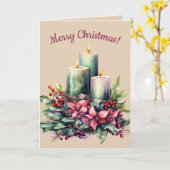 Bewerkbare Drie Kaarsen Kerstmis Kaart (Gele Bloem)