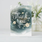 Bewerkbare Dromerige Galaxy Celestial Bedankkaart (Staand voorkant)