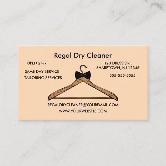 Bewerkbare droog reinigen visitekaartje (Voorkant)