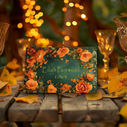 Bewerkbare Druid Hill Autumn Wedding Place-kaarten Kaart