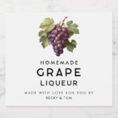 Bewerkbare druivenlikeur zelfgemaakt recept likeurfles etiket (Enkel label)