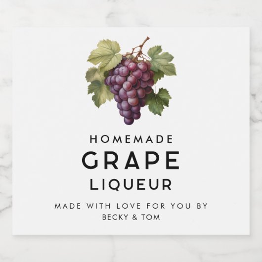 Bewerkbare druivenlikeur zelfgemaakt recept likeurfles etiket (Enkel label)