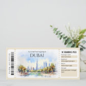 Bewerkbare Dubai Boarding Pass Vliegticket Kaart (Staand voorkant)