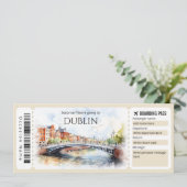 Bewerkbare Dublin Boarding Pass Vliegticket Kaart (Staand voorkant)