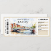Bewerkbare Dublin Boarding Pass Vliegticket Kaart (Voorkant / Achterkant)