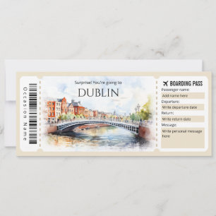 Bewerkbare Dublin Boarding Pass Vliegticket Kaart