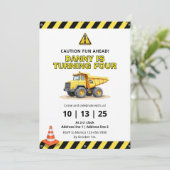 Bewerkbare Dump Truck Construction Party Uitnodigt Kaart (Staand voorkant)
