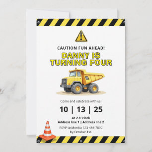 Bewerkbare Dump Truck Construction Party Uitnodigt Kaart