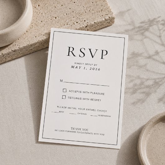 Bewerkbare dunne rand minimale trouw-RSVP kaart