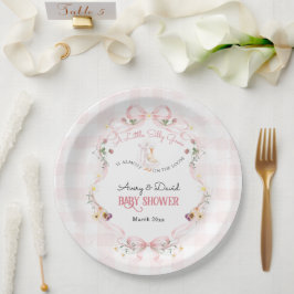 Bewerkbare Dwaze Gans Baby Shower Roze Strik Papieren Bordje