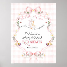 Bewerkbare Dwaze Gans Baby Shower Roze Strik Poster