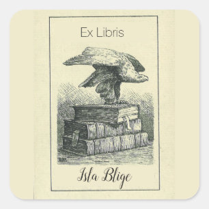 Bewerkbare Eagle op Boekenplaat Vierkante Sticker