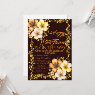 Bewerkbare Een beetje wilde bloemetjes baby shower Kaart
