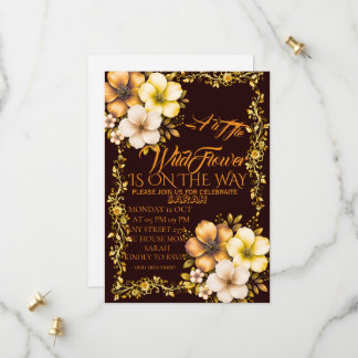 Bewerkbare Een beetje wilde bloemetjes baby shower Save The Date