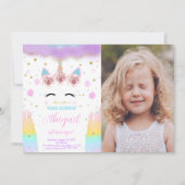 Bewerkbare Eenhoorn Foto Uitnodiging (Voorkant)