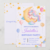 Bewerkbare Eenhoorn Verjaardag Uitnodiging voor Me (Voorkant / Achterkant)