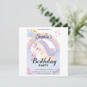 Bewerkbare Eenhoorn Verjaardagsfeestuitnodiging Save The Date (Staand voorkant)