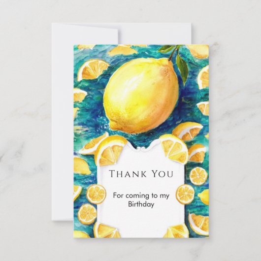 Bewerkbare Eenvoudige Citroen Verjaardag Bedankkaart (Voorkant)
