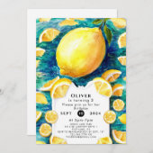 Bewerkbare eenvoudige citroen verjaardag kaart (Voorkant / Achterkant)