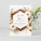 Bewerkbare eenvoudige rustieke bruiloft save the date (Staand voorkant)