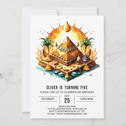 Bewerkbare Egyptische online piramides Verjaardag Kaart (Voorkant)