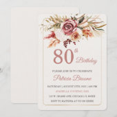 Bewerkbare Elegante 80e Verjaardag Sjabloon Kaart (Voorkant / Achterkant)