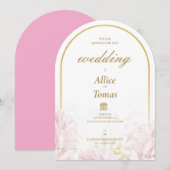 Bewerkbare Elegante Bloemenboog Huwelijksuitnodigi Kaart (Voorkant / Achterkant)