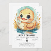 bewerkbare elegante eend verjaardag kaart (Voorkant / Achterkant)