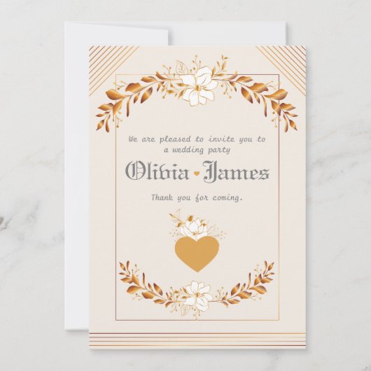 Bewerkbare elegante huwelijksuitnodiging kaart (Achterkant)